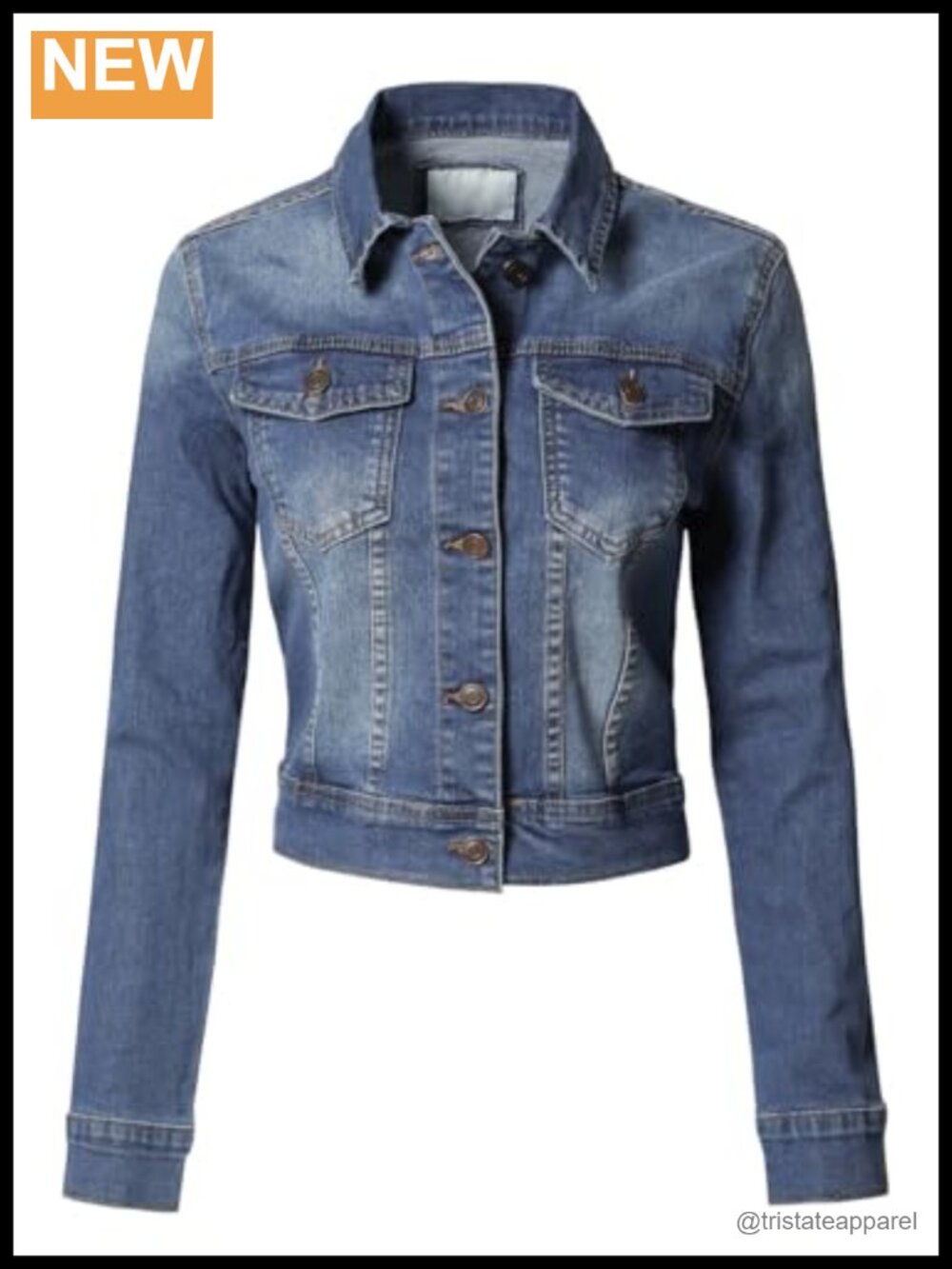 Stretch Denim Jacket Slim Fit Jean Coat Button Down Long Sleeve